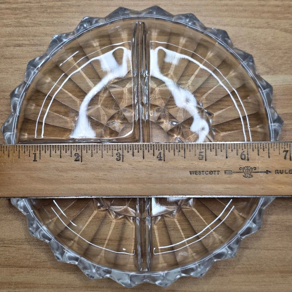Vintage Indiana Glass 3 Section‎ Relish Divided Serving Platter Dish #1007